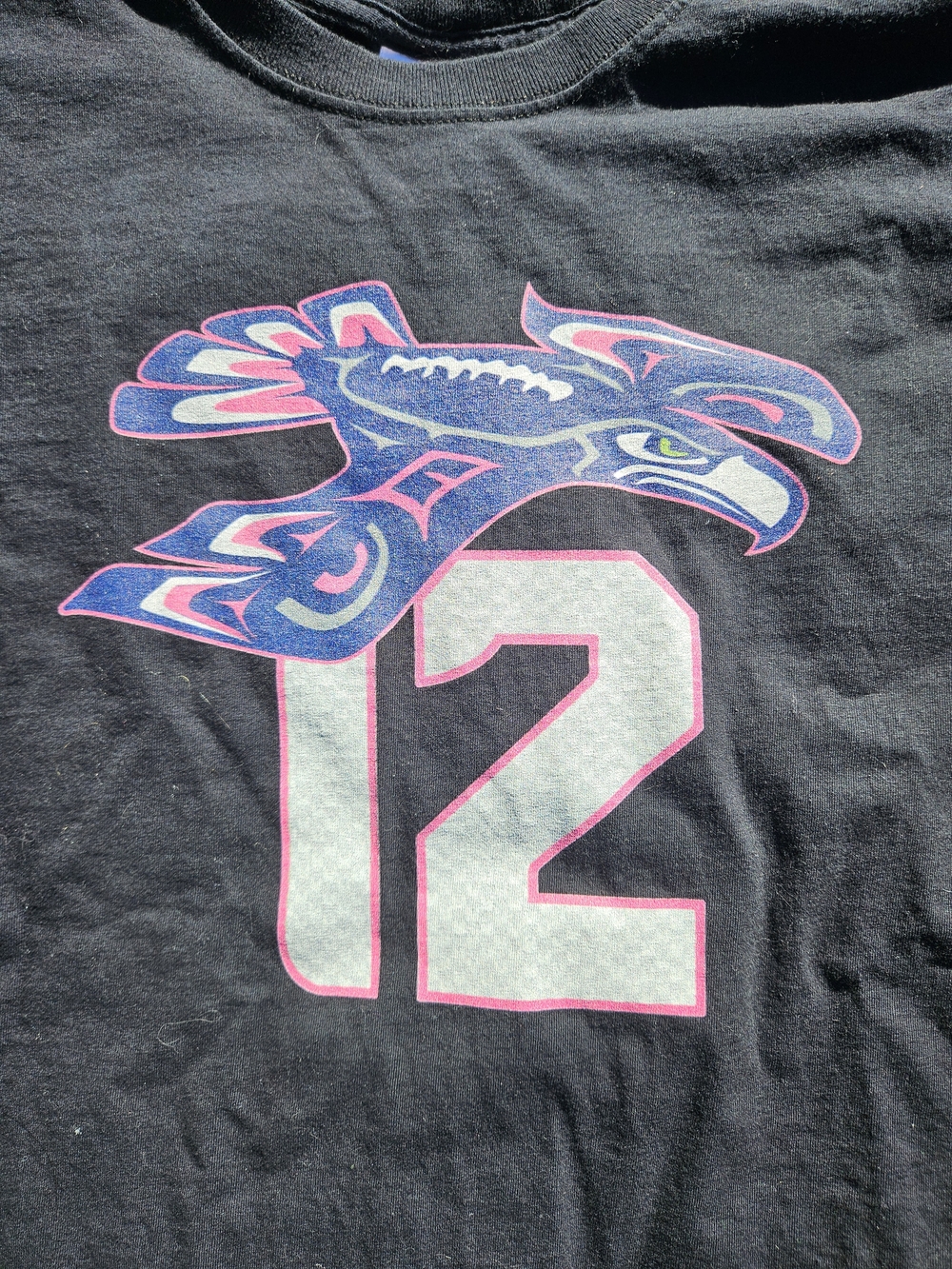 Seattle Seahawks Women's Graphic Tee with Blue & Pink Seahawk